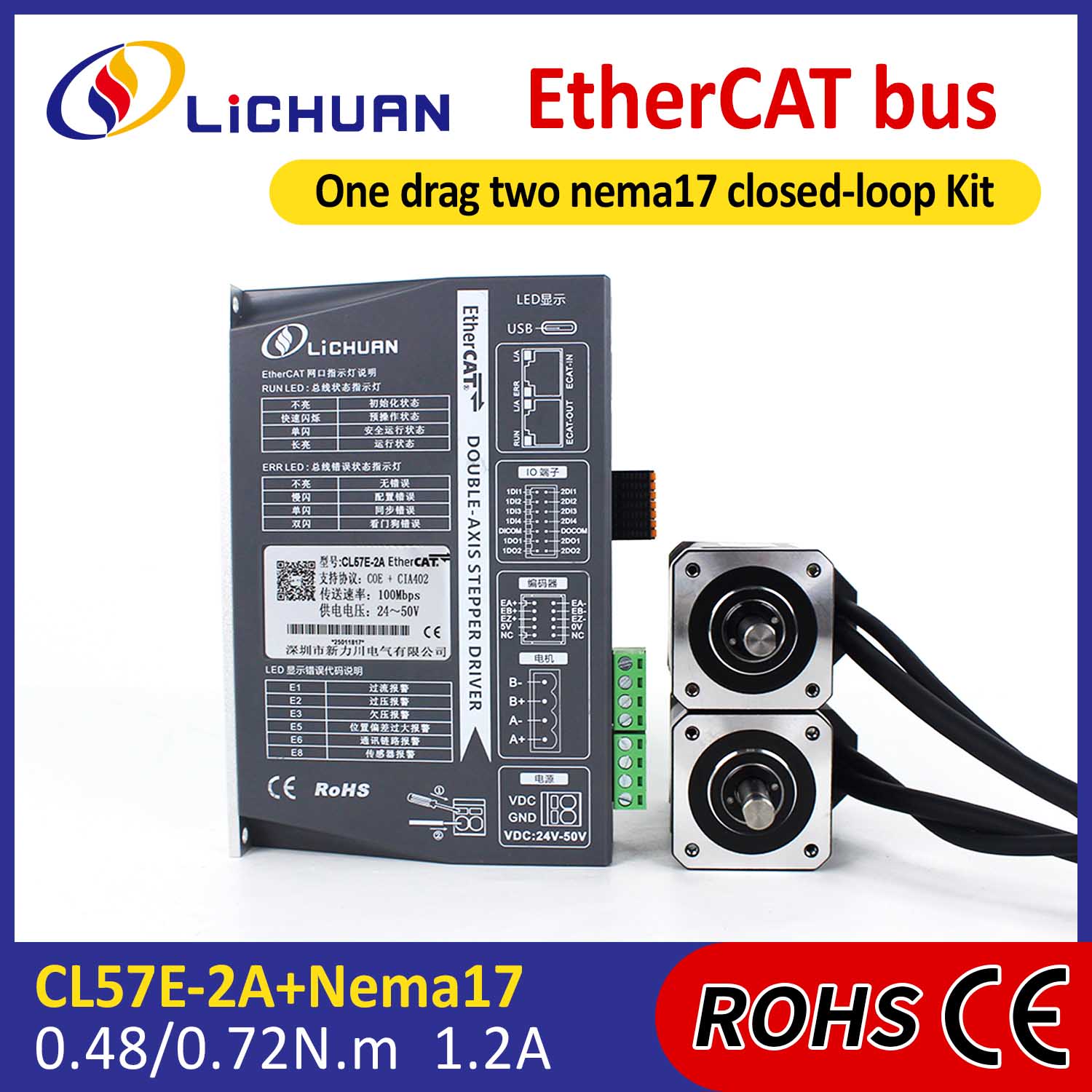 Ethercat 2phase Nema17 2-Axis DC ditutup driver driver driver