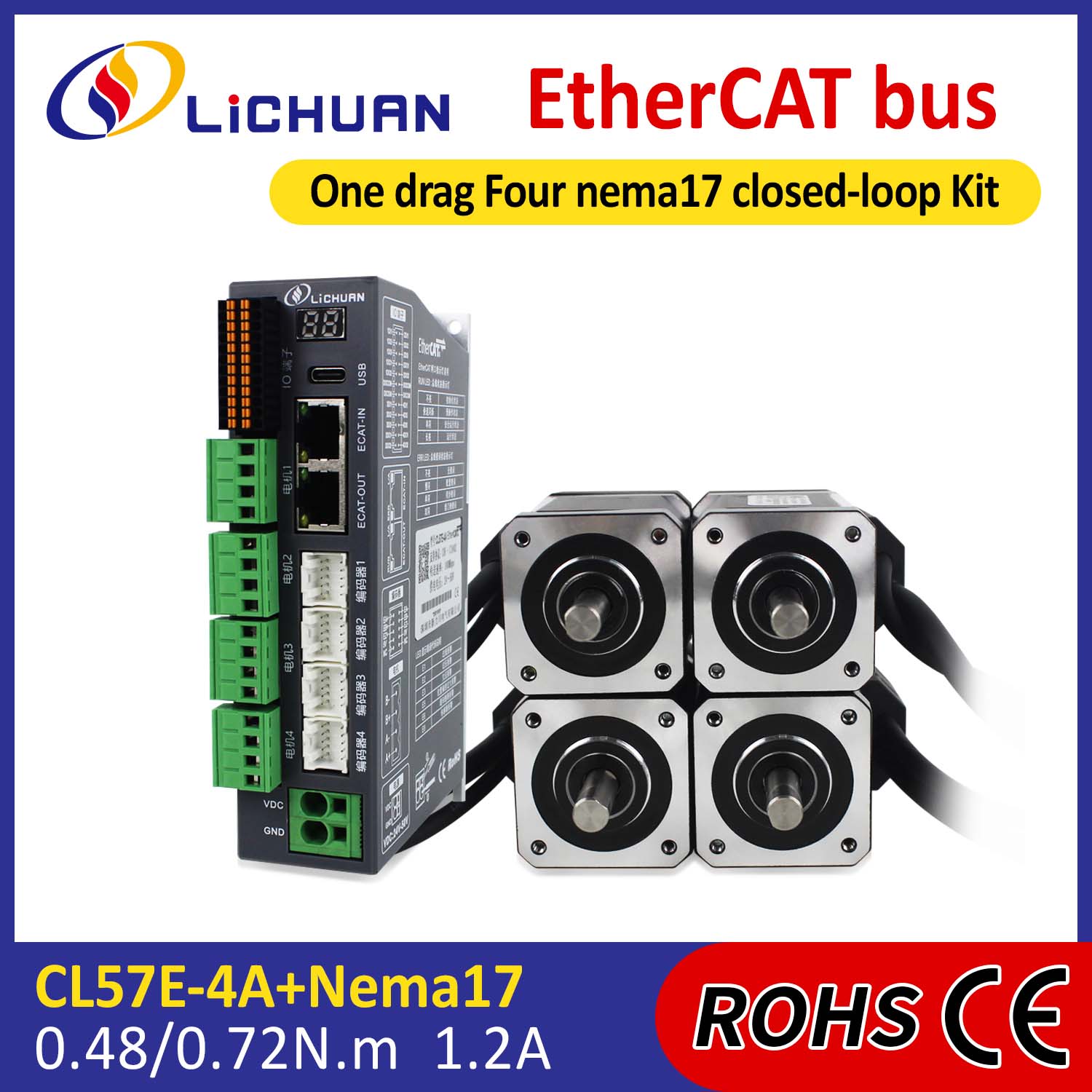 Ethercat 2phase Nema17 4-Axis DC ditutup driver driver
