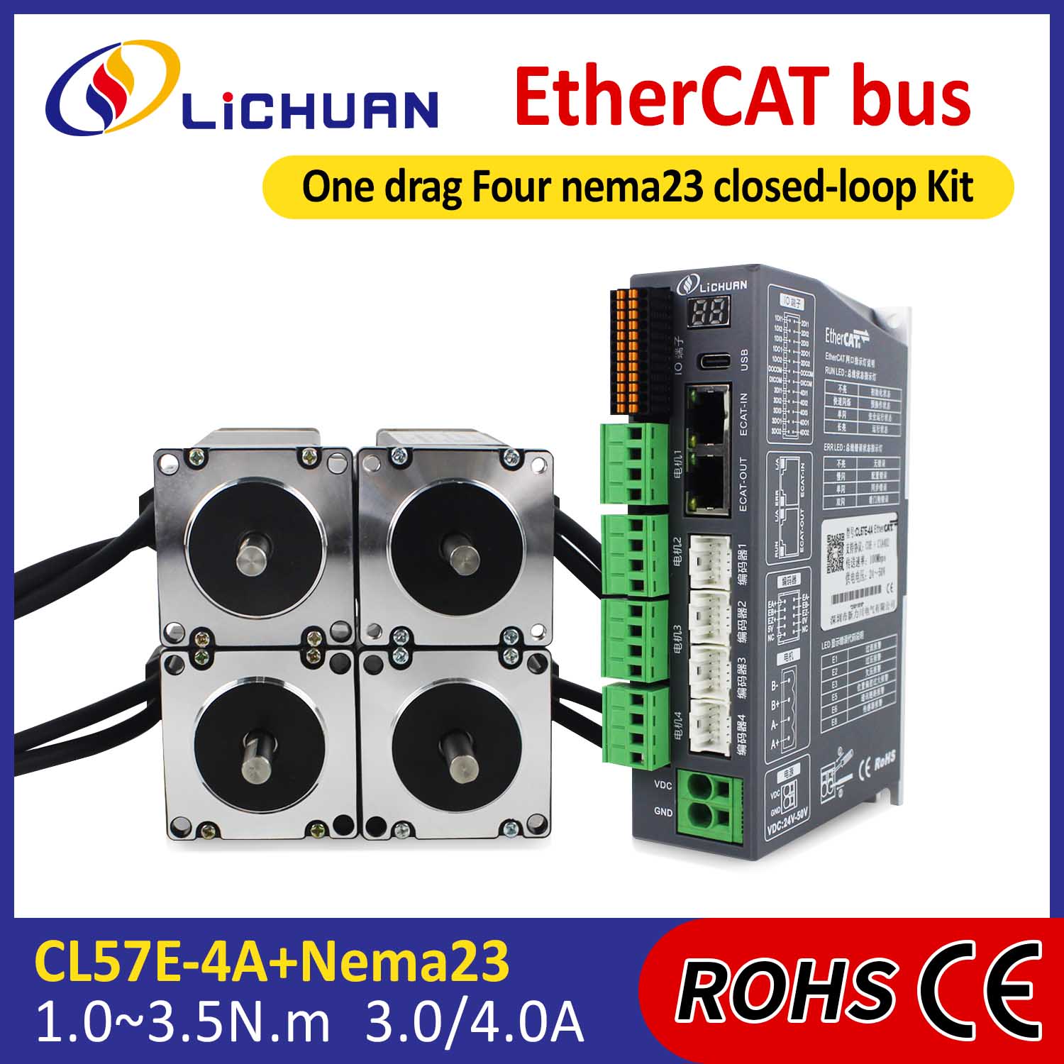 Ethercat 2phase Nema23 4-Axis DC ditutup driver driver