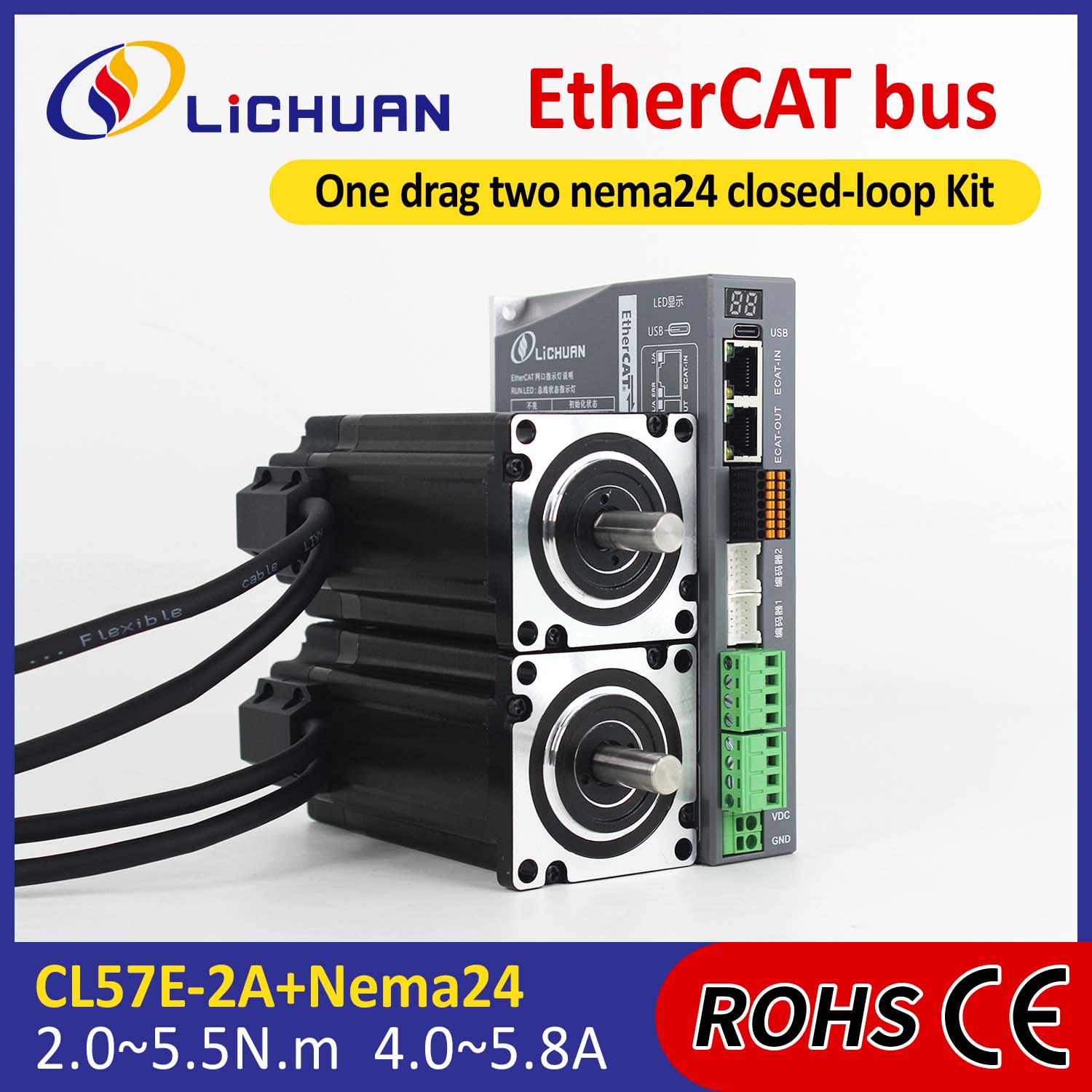 Ethercat 2phase Nema24 2-Axis DC ditutup driver driver
