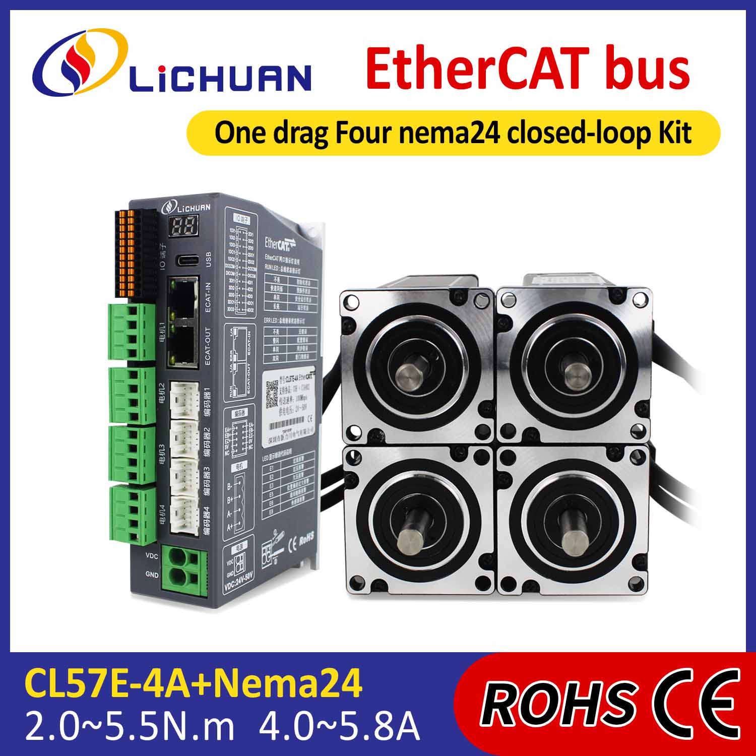Ethercat 2phase Nema24 4-Axis DC ditutup Kit driverr